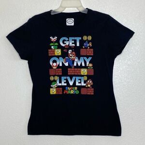NINTENDO Super Mario “Get On My Level” Women’s Black T Shirt